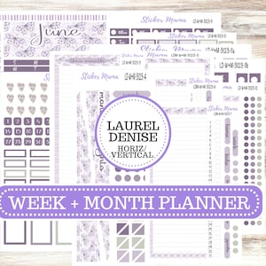 LAUREL DENISE Week + Month PLANNER Monthly Kit #3123 || Laurel Denise Kit || Laurel Denise Horizontal Vertical || Lavender Lust