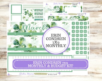 ERIN CONDREN Monthly Kit-3120 || 7X9 ||  Shamrock Magic Monthly  - 7x9 EC March Monthly Kit -  Monthly Planner Kits -  Monthly Budget