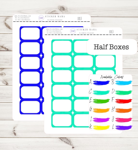 HALF BOX STICKERS 1" x 1.5" half box labels quarter planner box ex planner stickers deluxe sticker kit full planner kit