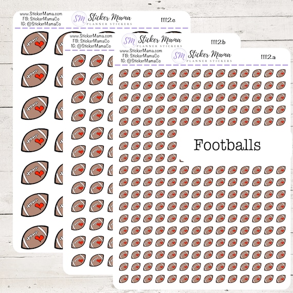 SS-1112 - DOODLE FOOTBALL Planner Stickers  - Football Stickers - Football Games - Football Practice