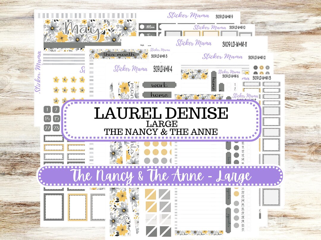 Laurel Denise Large Nancy & Large Anne Planner Sticker Kit | Vertical ...