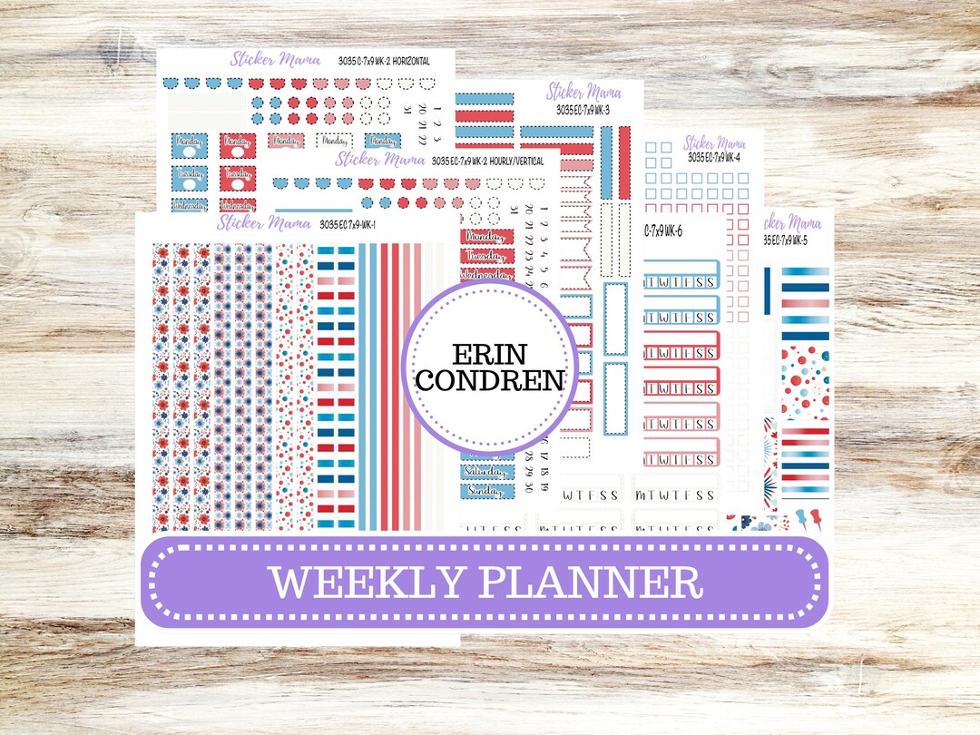 Erin Condren Weekly Planner Kit | Vertical & Hourly Stickers | WK-3035 ...