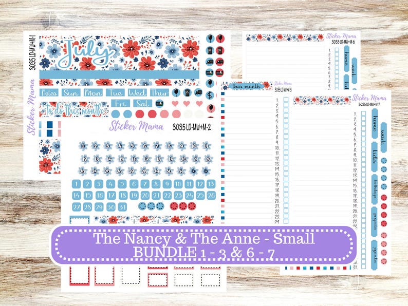 Laurel Denise Small Anne and Nancy Planner Sticker Kit | July American ...