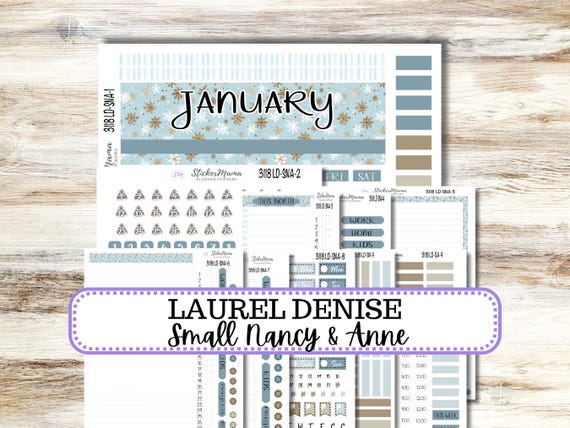 Laurel Denise Small Anne and Nancy Planner Sticker Kit 3118 | January Arctic Frost | Redesigned 10-26