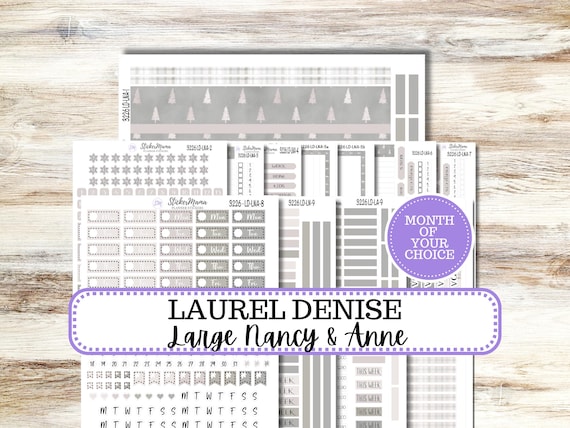 Laurel Denise Large Nancy & Anne Planner Sticker Kit 32256| Muted Frost | Month of Choice | Redesigned 9-26