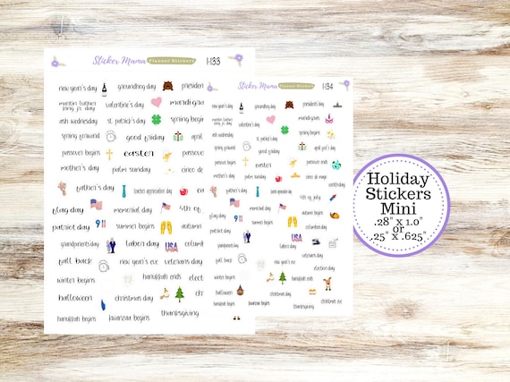 HOLIDAY STICKERS MINI I-133 - I-134 - Holiday Planner Sticker - Icon Planner Sticker