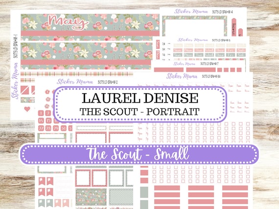 Laurel Denise Small Scout Planner Sticker Kit | Portrait Weekly + Monthly | May Shabby Chic 3075 | 1-26
