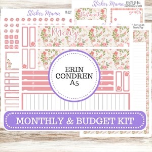 ERIN CONDRE Monthly  Kit-3075 || A5 || Shabby Chic Roses  || - ec any Monthly Kit - Monthly Planner Kits - Monthly Budget