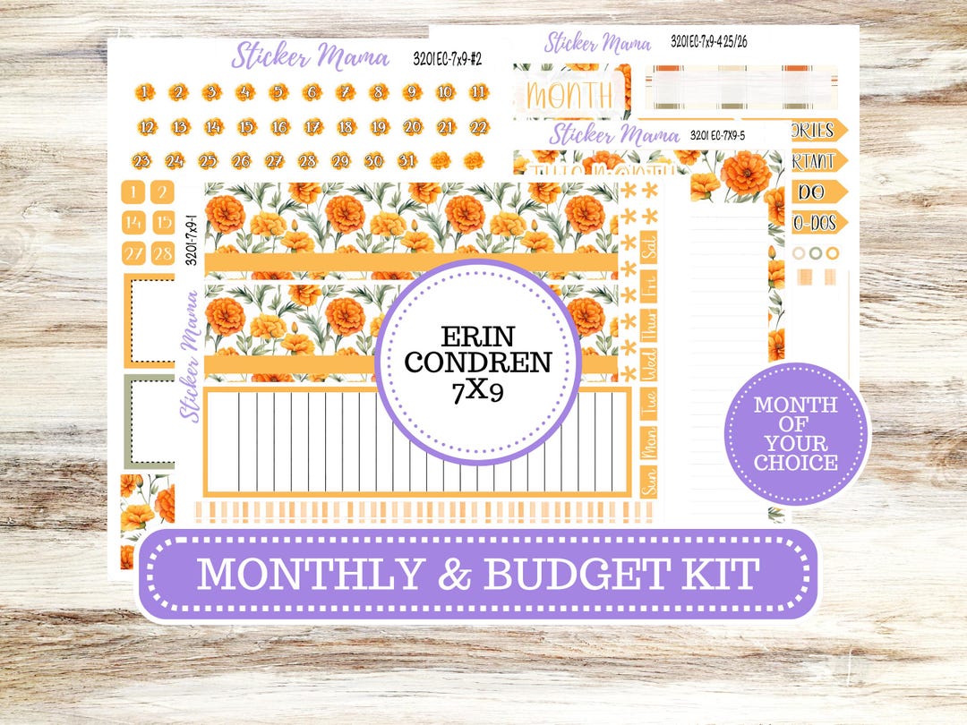 Erin Condren 7x9 Monthly Planner Sticker Kit | 3201 Fall Colors ...