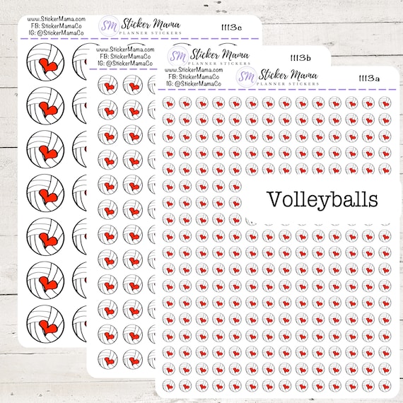 SS-1113 - DOODLE VOLLEYBALL Planner Stickers  - Volleyball Stickers - Volleyball Games - Volleyball Practice