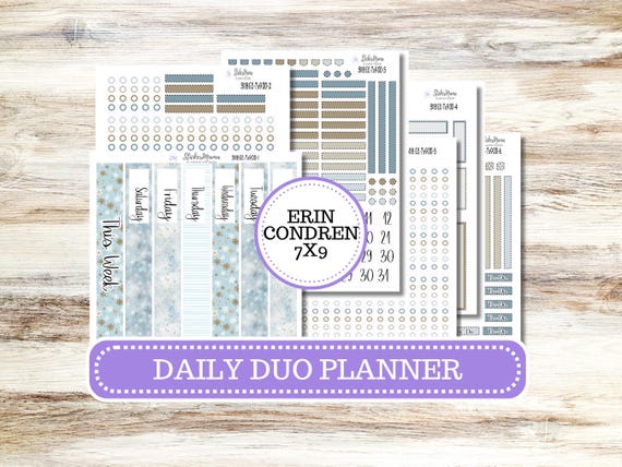 Erin Condren Daily Duo Planner Sticker Kit 3118 | January Arctic Frost | 10-26