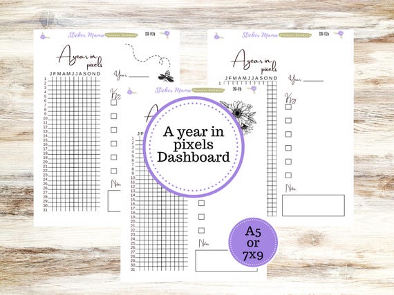ERIN CONDREN DASHBOARD || A Year in Pixels Planner Pages || Full Page A Year in Pixels Dashboard