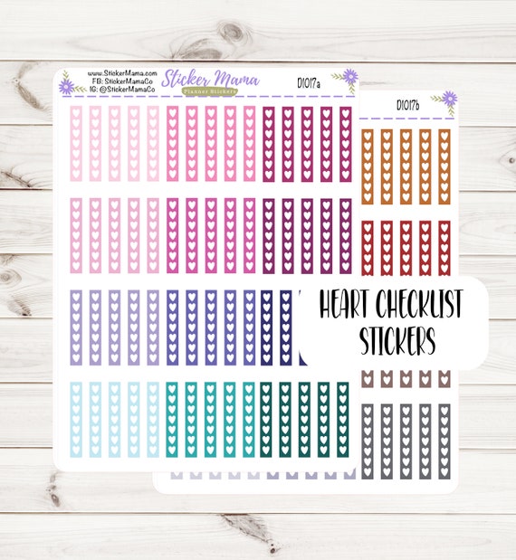 D1017 || HEART CHECKLIST Stickers || Checklist Stickers || Planner Stickers for Checklists