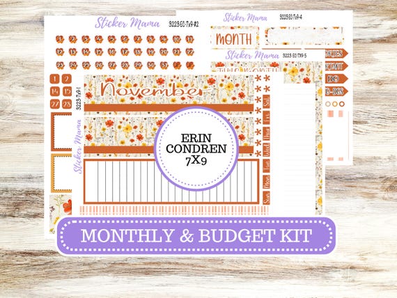 Erin Condren Monthly  Kit  7X9 | 3223 Fall Pressed Flowers November