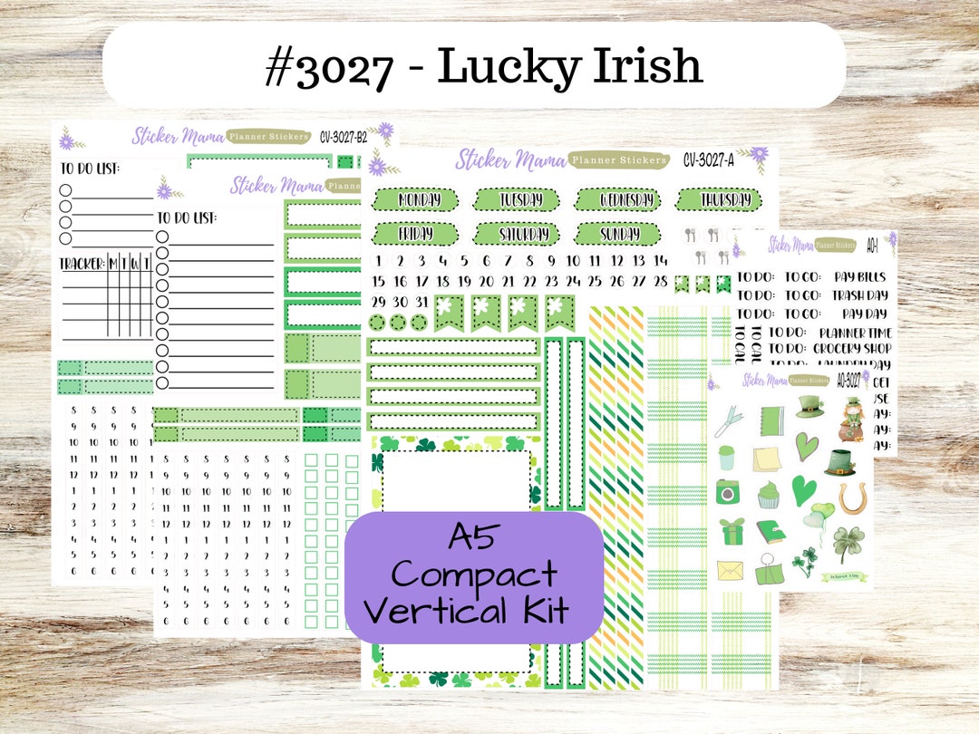 ERIN CONDREN A5 Compact Vertical kit 3027 Lucky Irish Compact Vertical ...