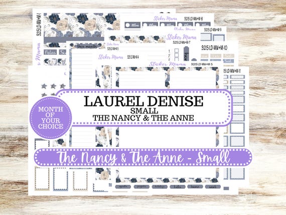Laurel Denise Small Anne and Nancy Planner Sticker Kit | Small Week + Month | Choose your own Month #3215 Charming Roses | 1-26