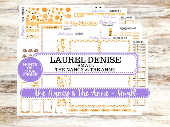 Laurel Denise Small Anne and Nancy Planner Sticker Kit | Small Week + Month | Choose your own Month 3224 Fall Polka Dots | 8-26