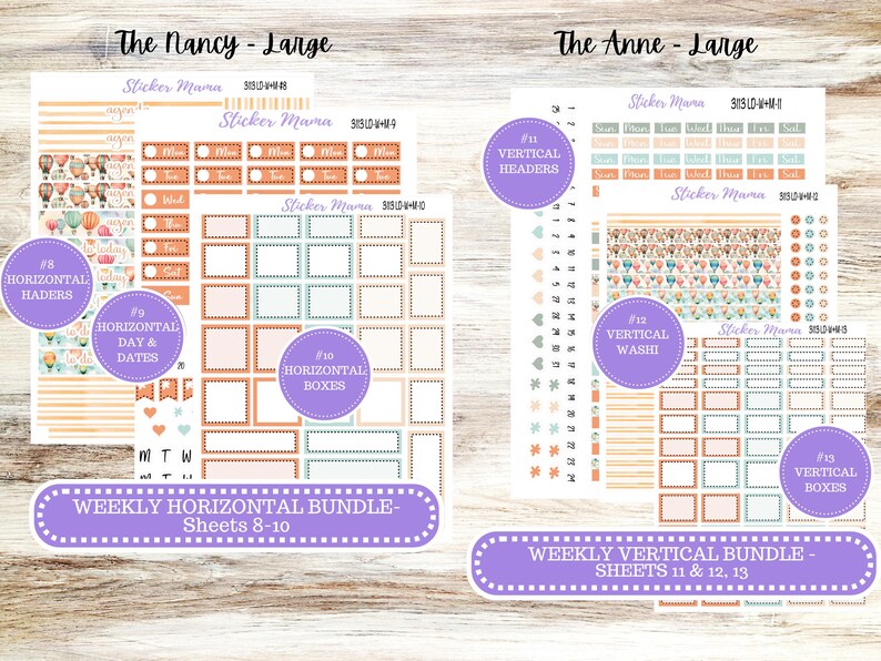 Laurel Denise Large Nancy & Large Anne Planner Sticker Kit | Vertical ...