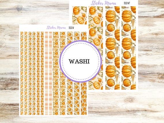 Washi Planner Stickers | Pumpkin & Cornstalks 3221