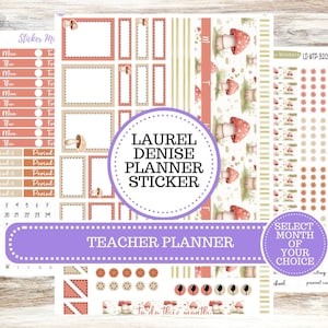 LAUREL DENISE TEACHER Planner Kit #3202 || Mushroom Bloom ||Laurel Denise Kit || Laurel Denise Stickers || Laurel Denise Horizontal Vertical