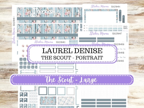 Laurel Denise Large Scout Planner Sticker Kit | Portrait Weekly + Monthly | June Chic Roses #3216 | 3-26