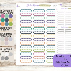 EC SCALLOP Stickers  || .375&quot; x 1.5&quot; || ec inspire || ec wildflower || ec canvas sticker