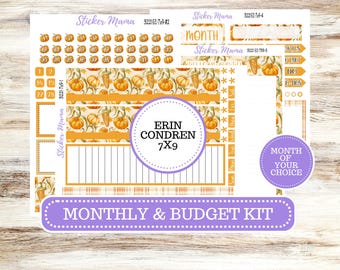 Erin Condren Monthly Kit 7X9 | 3221  Pumpkin & Cornstalk | Month of your Choice - Undated