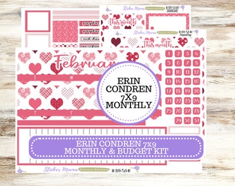 ERIN CONDREN Monthly Kit-3119 || 7X9 ||  Heartfelt Joy Monthly  - 7x9 EC February Monthly Kit -  Monthly Planner Kits -  Monthly Budget