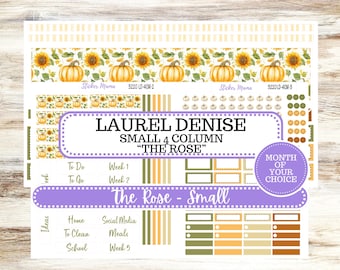 Laurel Denise Small Rose Planner Sticker Kit | 4 Column Mini | Project Mini  | Month of your Choice Fall | 3220 Sunflower Harvest | 6-25