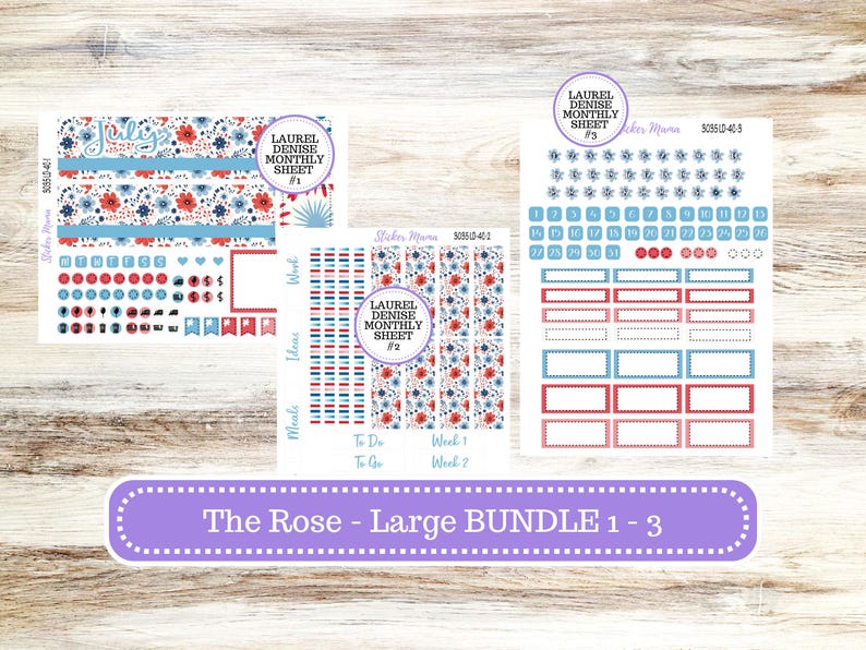 Laurel Denise Large Rose Planner Sticker Kit | 4-COLUMN (formerly ...