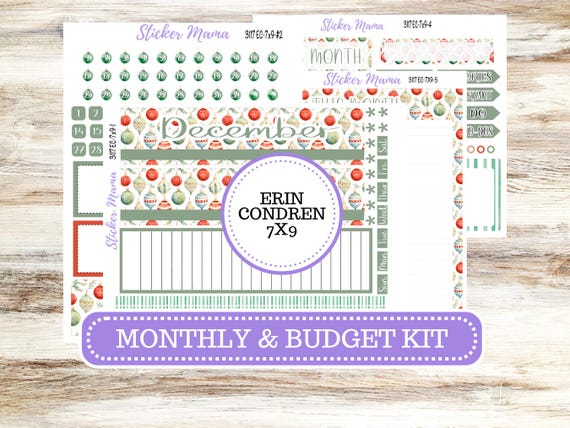 Erin Condren Monthly Planner Sticker Kit 3117 | 7X9 | December Jolly Jewels | 9-26
