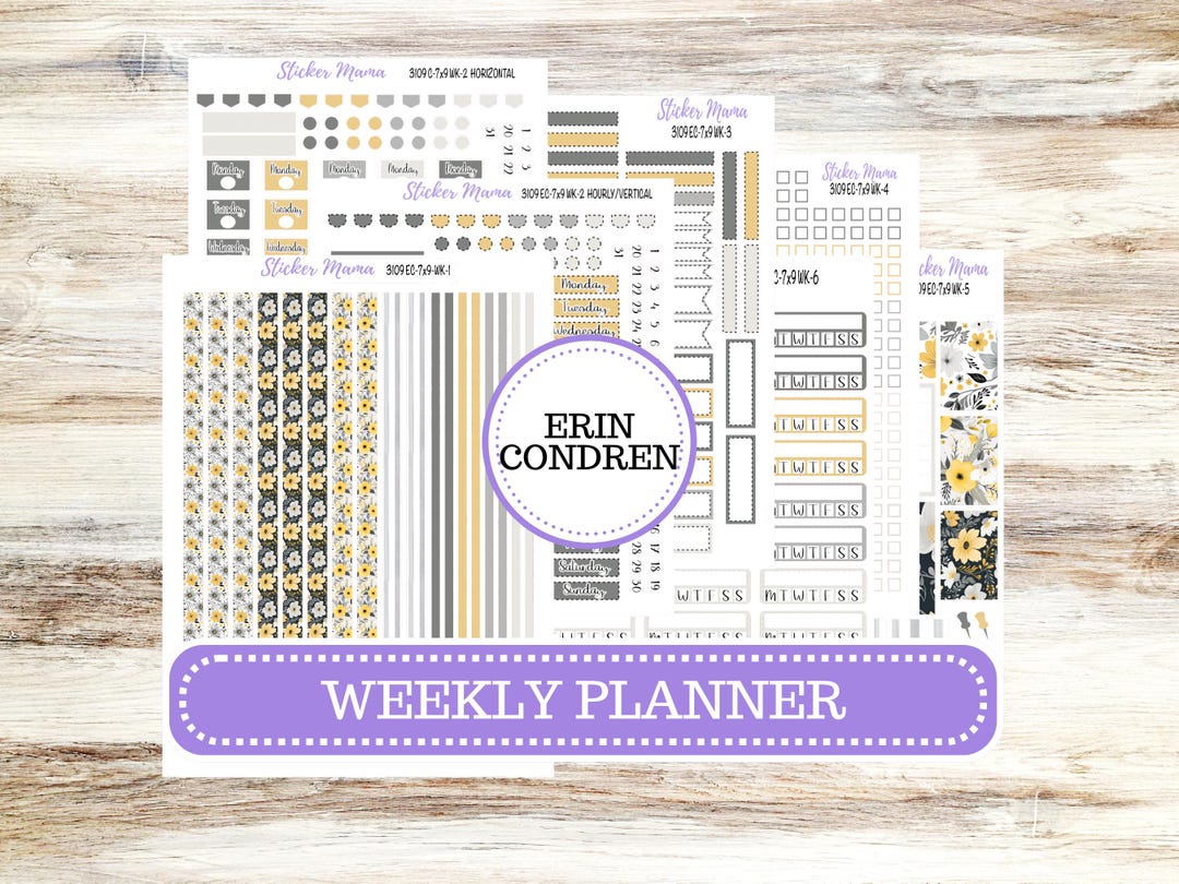 Erin Condren Weekly Planner Kit | Vertical & Hourly Stickers | WK-3109 ...