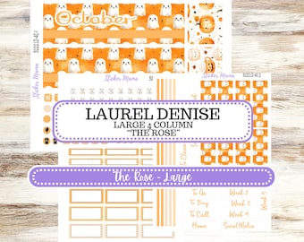 Laurel Denise Large Rose Planner Sticker Kit | 4 Column Mini | Project Mini  | 3222 Cozy Ghost October | 7-26