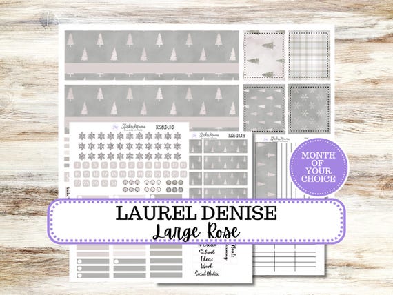 Laurel Denise Large Rose Planner Sticker Kit | 3226 Muted Frost | Redesigned 9-26 | Choose your own month