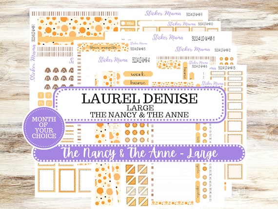 Laurel Denise Large Nancy & Anne Planner Sticker Kit | Vertical Horizontal Week + Month | Choose your own month | Fall Polka Dots 3224