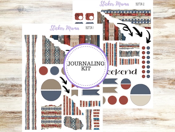 Journaling Stickers | Planner Stickers Kit | 3217 Old Glory