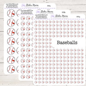SS-1111 - DOODLE Baseball Planner Stickers  - Baseball Stickers - Baseball Games - Baseball Practice