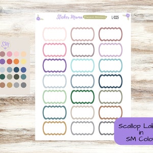EC SCALLOP STICKERS L-1025 || .88" x 1.5" || StickerMama Colorway