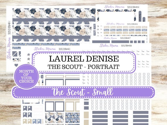 Laurel Denise Small Scout Planner Sticker Kit | Portrait Weekly + Monthly | Choose Your Month Charming Roses #3215 | 1-26