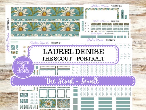 Laurel Denise Small Scout Planner Sticker Kit | Portrait Weekly + Monthly |  Choose Your Month Vintage Bloom #3122 | 11-25