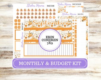 ERIN CONDRE Monthly  Kit-3114 || 7X9 || September Stickers  || - ec September Monthly Kit - Monthly Planner Kits - Monthly Budget