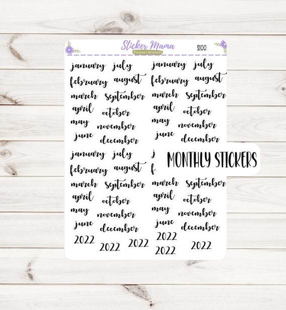 S100 MONTHLY PLANNER STICKERS -  Months of the year - planner stickers