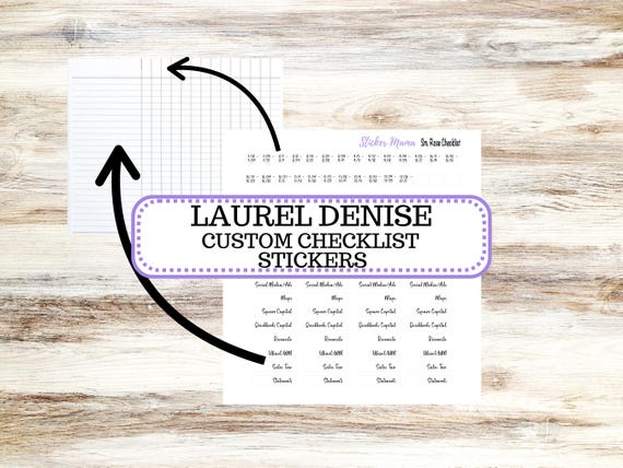Laurel Denise Checklist Page Custom Sticker | Customizable Sheet for the back page checklist