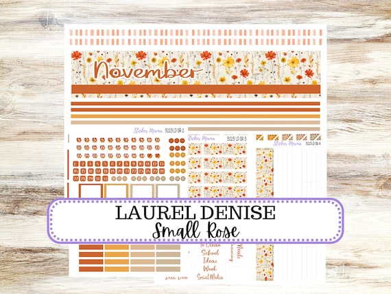 Laurel Denise Small Rose Planner Sticker Kit | 4 Column Mini | November Fall Pressed Flowers 3223 | 8-26