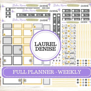LAUREL DENISE WEEKLY Planner Kit #3109 || Laurel Denise Stickers Kit ||  Horizontal Vertical || Great and Yellow Floral || May