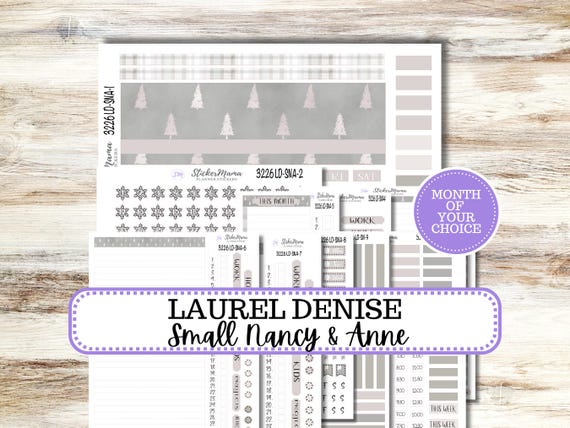 Laurel Denise Small Anne and Nancy Planner Sticker Kit 3226 | Muted Frost | Month of Choice | Redesigned 9-26