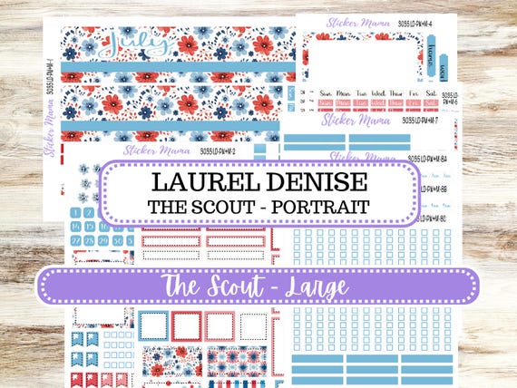 Laurel Denise Large Scout Planner Sticker Kit | Portrait Weekly + Monthly | July 3035 American Dream | 4-26