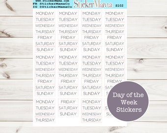 DAYS of the WEEK STICKERS S102 Days Week Sticker Day Function Sticker Planner Days of the Week Functional Script Day Functional Stickers