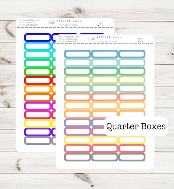 QUARTER BOX STICKERS .4" x 1.5" quarter box labels quarter planner box ex planner stickers deluxe sticker kit full planner kit