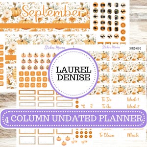 LAUREL DENISE 4 COLUMN Undated (formerly project undated). Planner Kit #3114 || Falling Colors || Undated Project Sticker || September 25